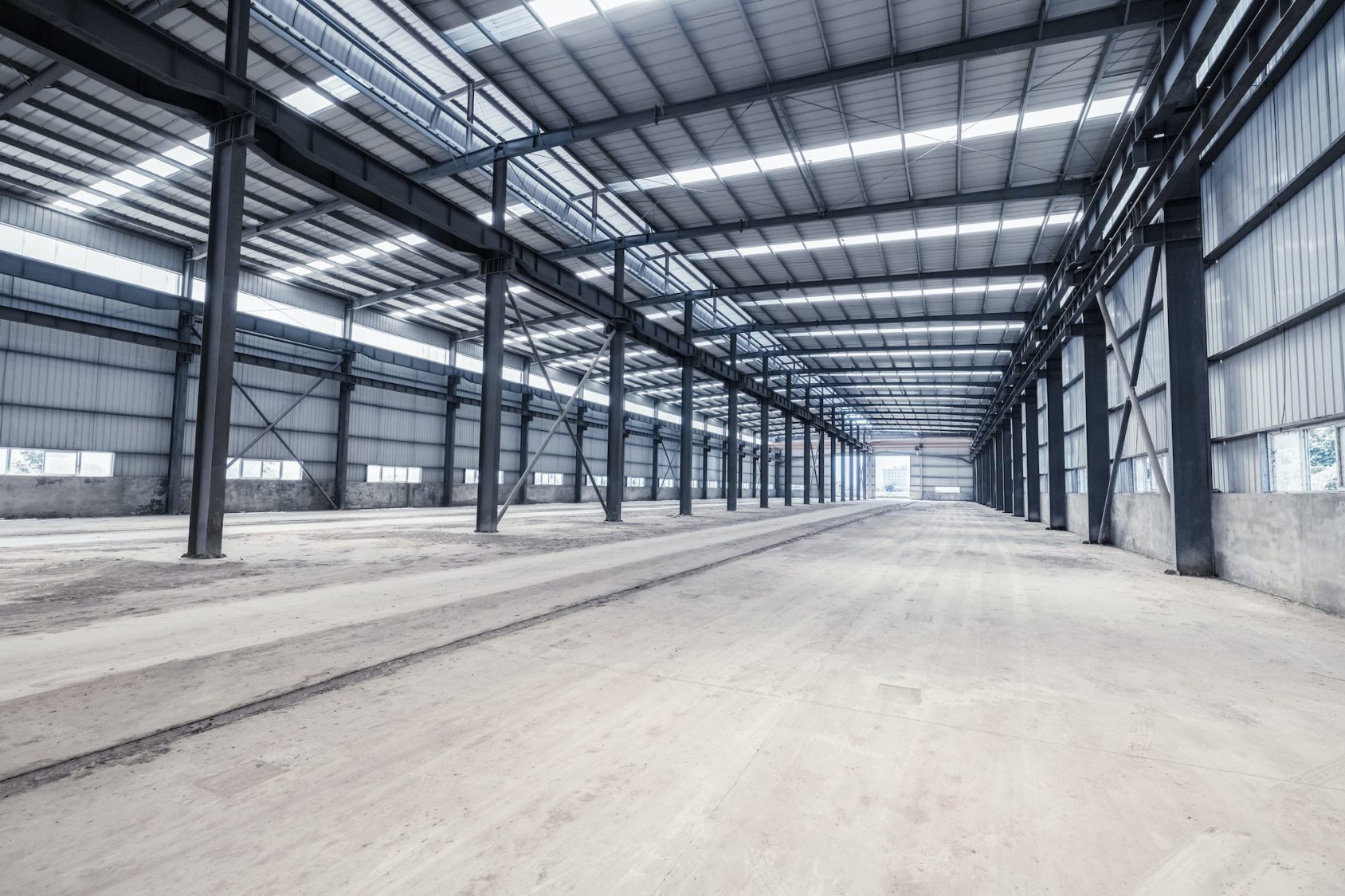 empty steel structure warehouse