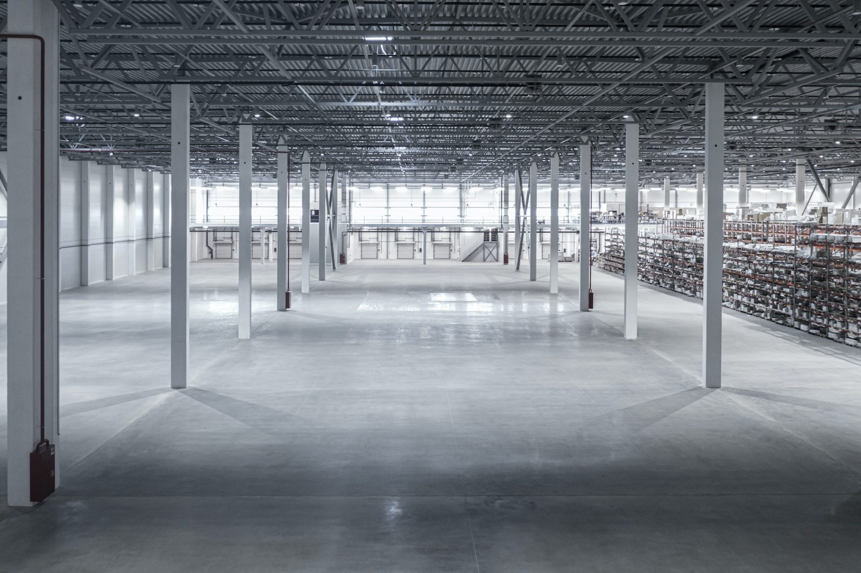 Factory or warehouse or industrial building Modern interior design with concrete floor